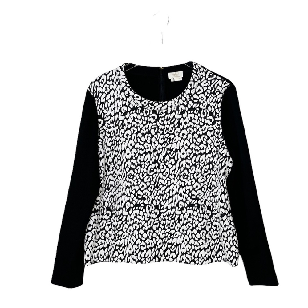 Kate Spade Leopard Jacquard Top in Cream & Black - Picture 2 of 6